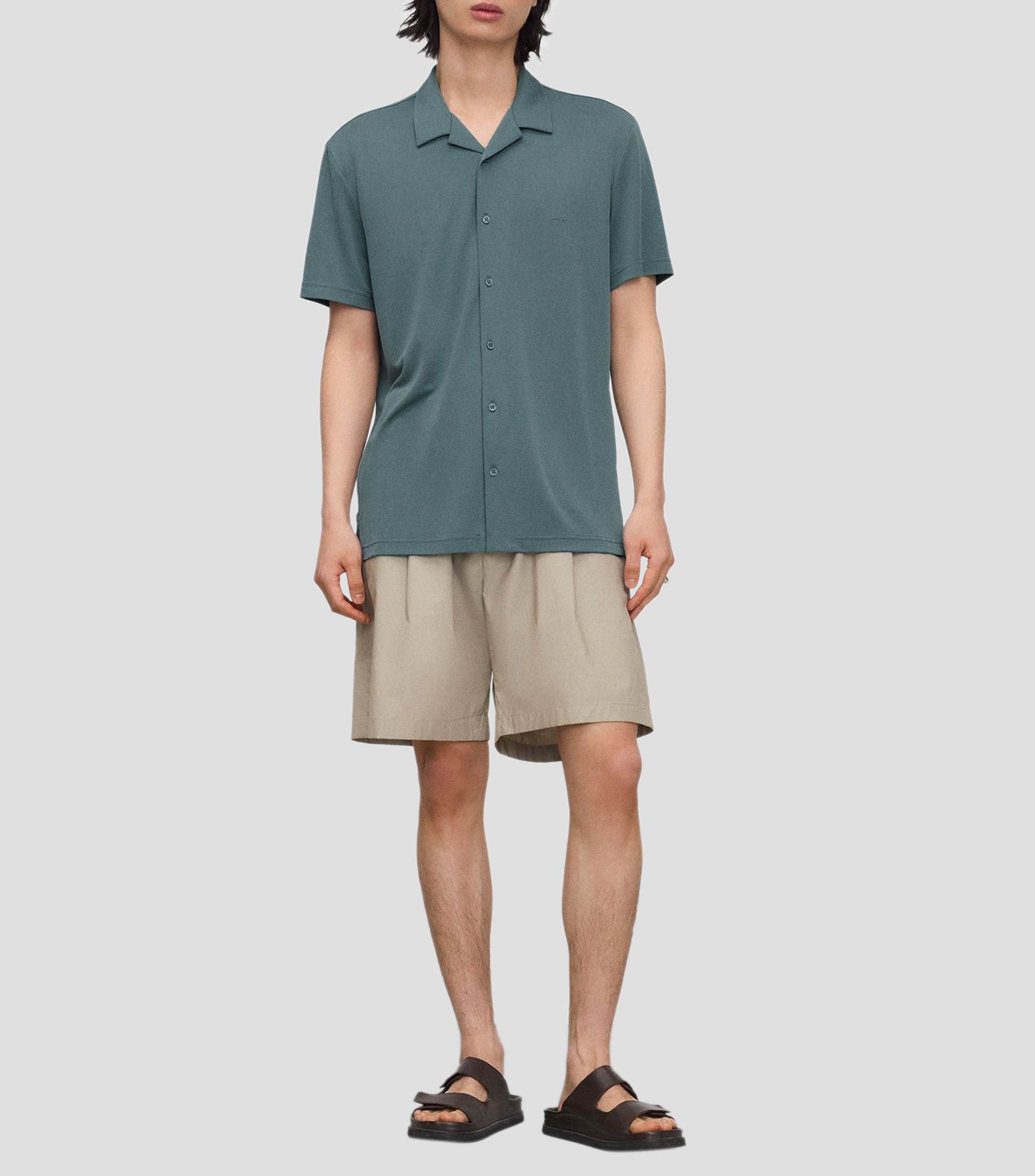 Camisa lisa con manga corta Hombre